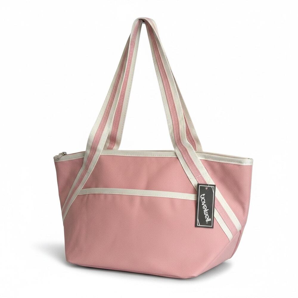 NWT Travelwell Pink and White Insulated Cooler Lunch Tote Bag